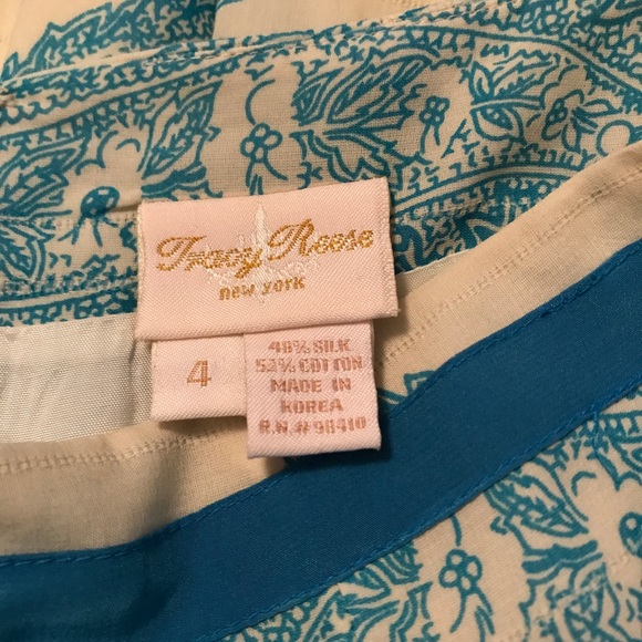 Tracy Reese Silk Blend Light Blue & Cream Floral, Crochet Lace, Paisley Print - Picture 6 of 7
